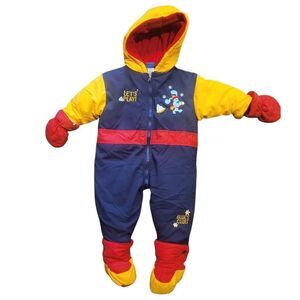 Vintage 90s Nickelodeon Snowsuit Kids 12M Blue Red Yellow Blues Clues